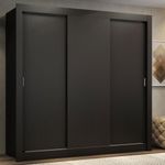 Guarda roupa casal madesa lyon 3 portas de correr 2 gavetas - preto