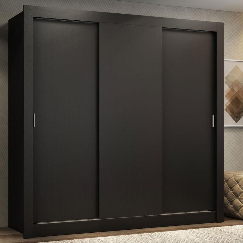 Guarda roupa casal madesa lyon 3 portas de correr 2 gavetas - preto