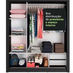 Guarda roupa casal madesa lyon 3 portas de correr 2 gavetas - preto