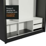 Guarda roupa casal madesa lyon 3 portas de correr 2 gavetas - preto