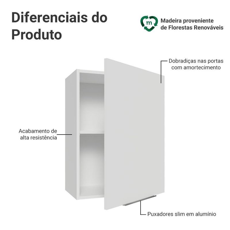 Arm??rio a??reo 50cm 1 porta branco stella madesa
