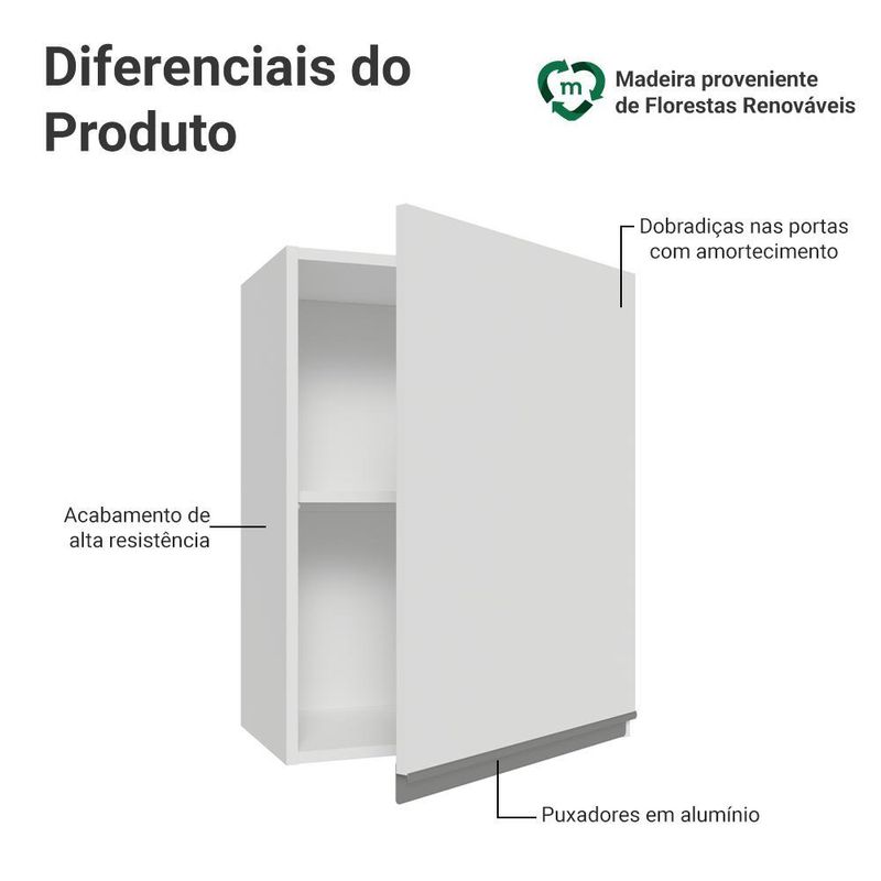 Arm??rio a??reo 50cm 1 porta branco glamy madesa