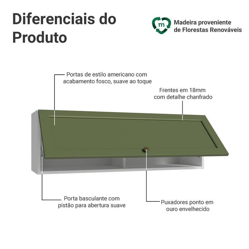 Arm??rio a??reo 100 cm 1 porta basculante vik madesa b