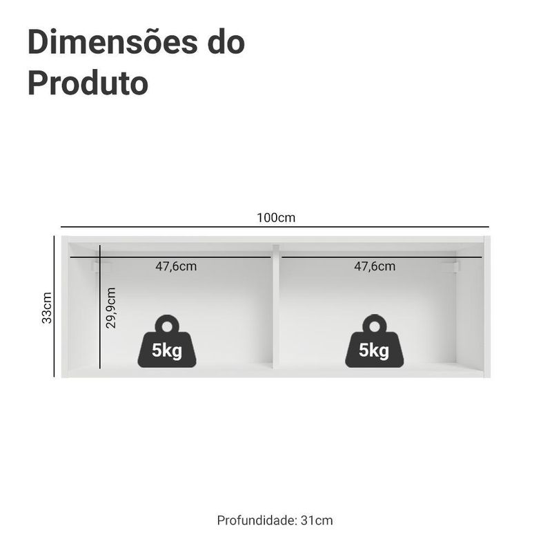Arm??rio a??reo 100 cm 1 porta basculante branco agata madesa