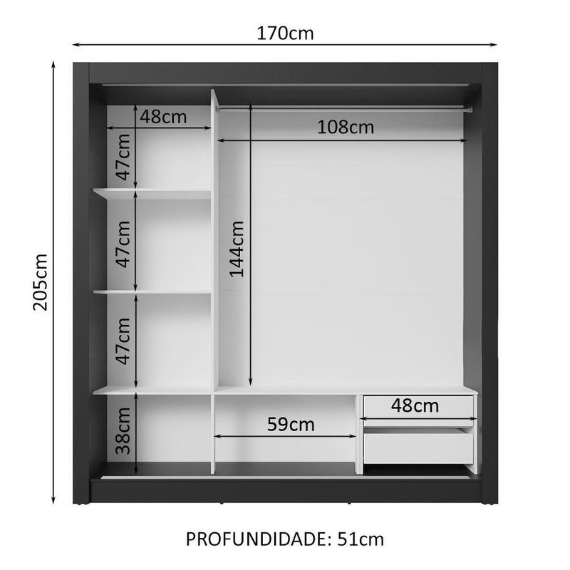Guarda-roupa casal 3 portas de correr sublime madesa