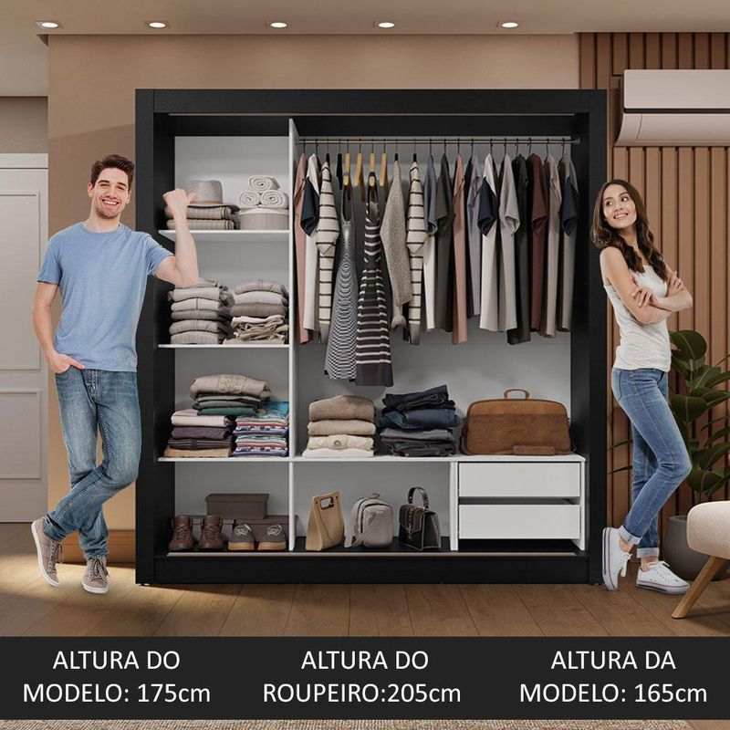 Guarda-roupa casal 3 portas de correr sublime madesa