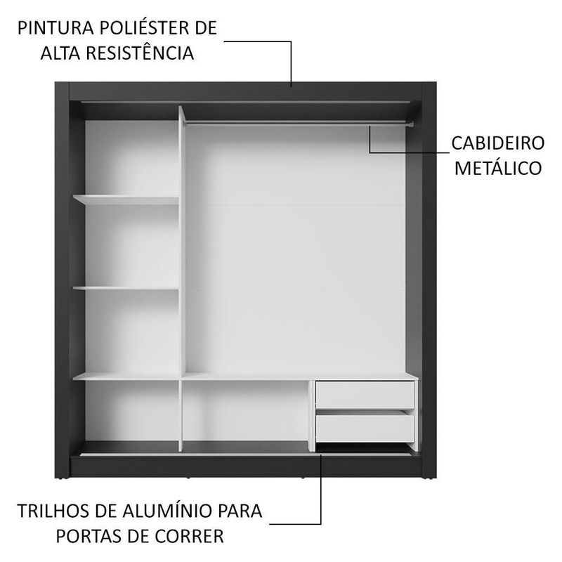 Guarda-roupa casal 3 portas de correr sublime madesa