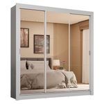 Guarda-roupa casal 3 portas de correr de espelho 4 gavetas branco sublime plus madesa