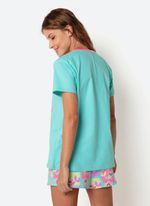 Pijama manga curta algod??o feminino pet sereia