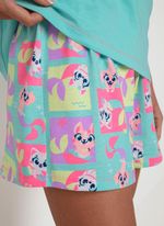 Pijama manga curta algod??o feminino pet sereia