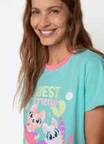 Pijama manga curta algod??o feminino pet sereia