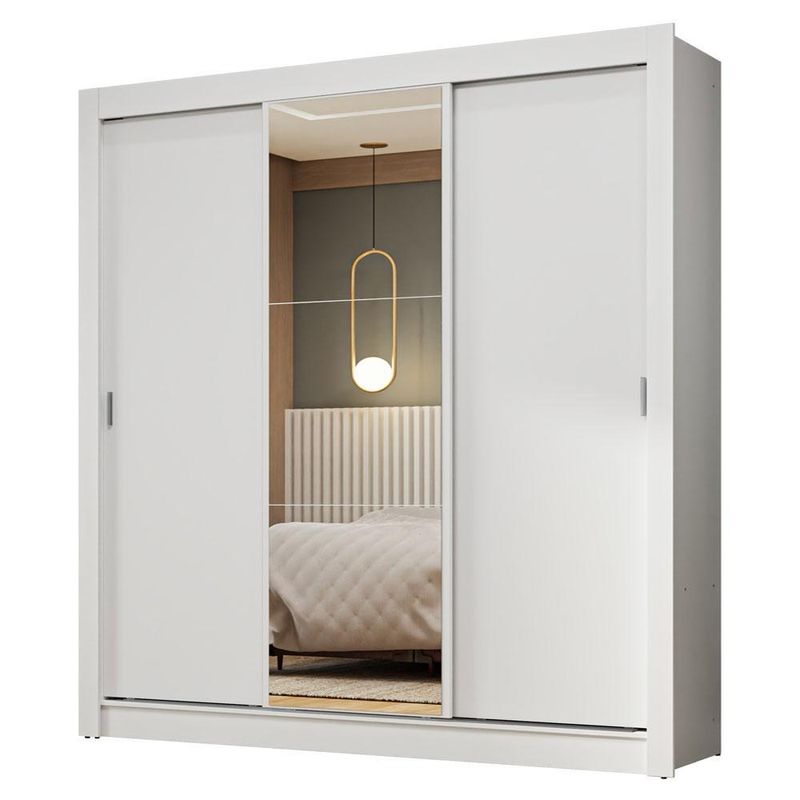 Guarda-roupa casal 3 portas de correr com espelho nobre madesa