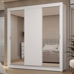 Guarda-roupa casal 3 portas de correr com espelhos 2 gavetas branco sublime madesa