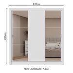 Guarda-roupa casal 3 portas de correr com espelhos 2 gavetas branco sublime madesa