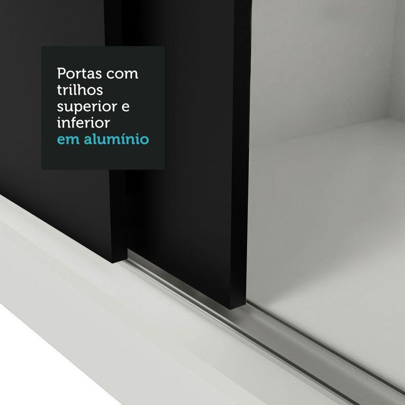 Guarda-roupa casal 3 portas de correr com espelhos 4 gavetas sublime plus madesa