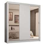 Guarda-roupa casal 3 portas de correr com espelhos 4 gavetas branco sublime plus madesa