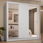 Guarda-roupa casal 3 portas de correr com espelhos 4 gavetas branco sublime plus madesa