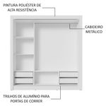 Guarda-roupa casal 3 portas de correr com espelhos 4 gavetas branco sublime plus madesa