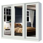 Guarda-roupa casal 100% mdf madesa eros 3 portas de correr de espelho - branco