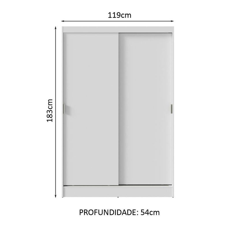 Guarda-roupa 2 portas de correr branco max madesa