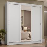 Guarda-roupa casal 3 portas de correr com espelho 4 gavetas branco sublime plus madesa