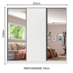Guarda roupa casal 100% mdf madesa royale 3 portas de correr com espelhos - branco