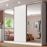 Guarda roupa casal 100% mdf madesa royale 3 portas de correr com espelhos - branco