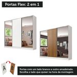 Guarda roupa casal 100% mdf madesa royale 3 portas de correr com espelhos - branco