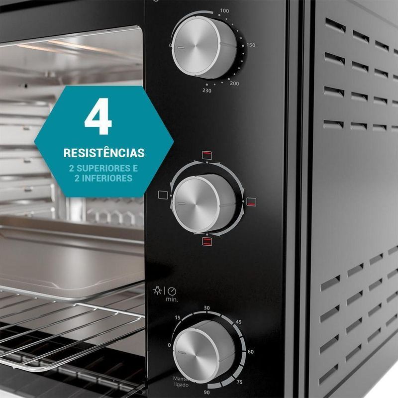 Forno El??trico de Bancada Philco PFE80A 80L 2800W com 4 Resist??ncias Preto 220V