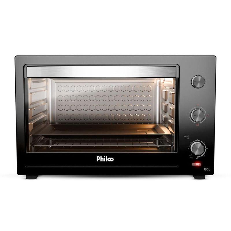 Forno El??trico de Bancada Philco PFE80A 80L 2800W com 4 Resist??ncias Preto 220V