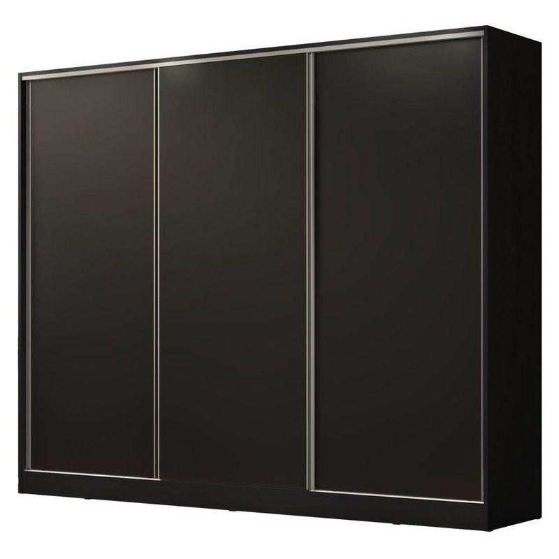 Guarda roupa casal 100% mdf madesa royale 3 portas de correr - preto