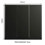 Guarda roupa casal 100% mdf madesa royale 3 portas de correr - preto