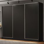 Guarda roupa casal 100% mdf madesa royale 3 portas de correr - preto