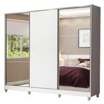 Guarda roupa casal 100% mdf madesa royale 3 portas de correr com espelho com p??s - branco