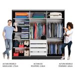Guarda roupa casal 100% mdf madesa royale 3 portas de correr com espelho - preto