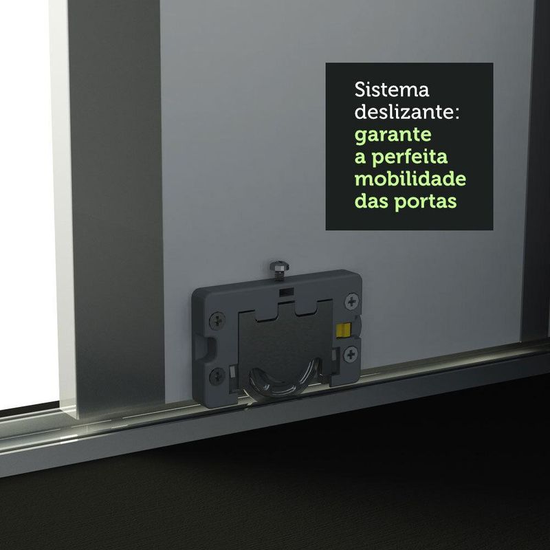 Guarda roupa casal 100% mdf madesa royale 3 portas de correr com espelho - preto