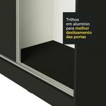 Guarda roupa casal 100% mdf madesa royale 3 portas de correr com espelho - preto