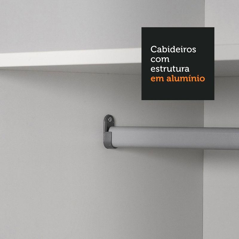 Guarda roupa casal 100% mdf madesa zurique 3 portas de correr de espelho - preto