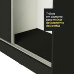 Guarda roupa casal 100% mdf madesa zurique 3 portas de correr de espelho - preto
