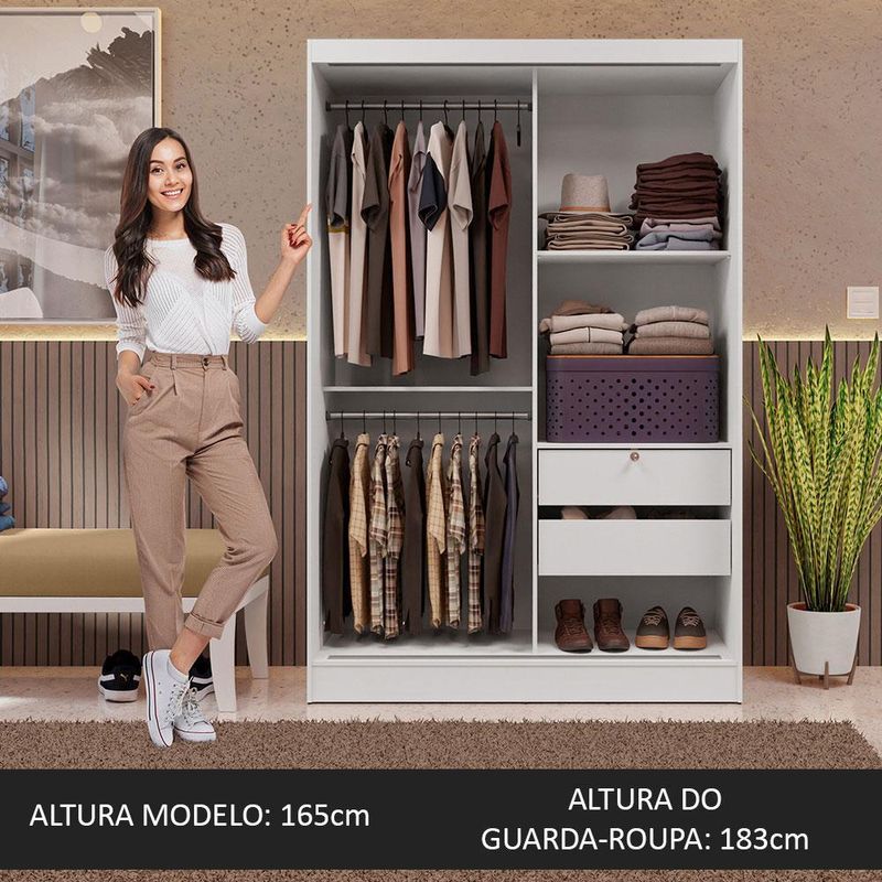 Guarda-roupa 2 portas de correr com espelho max madesa