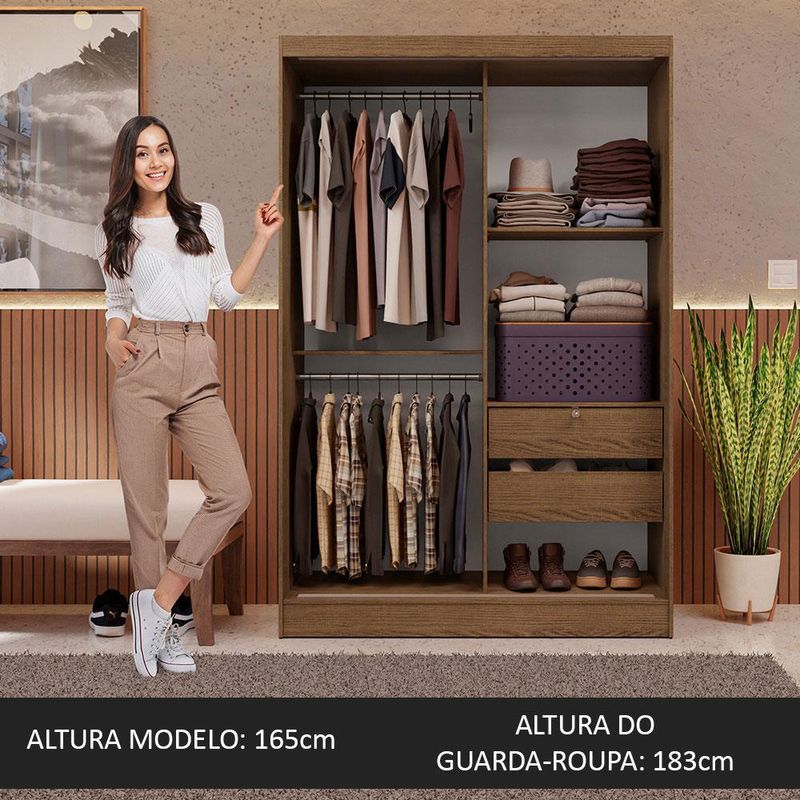 Guarda-roupa 2 portas de correr de espelho max madesa