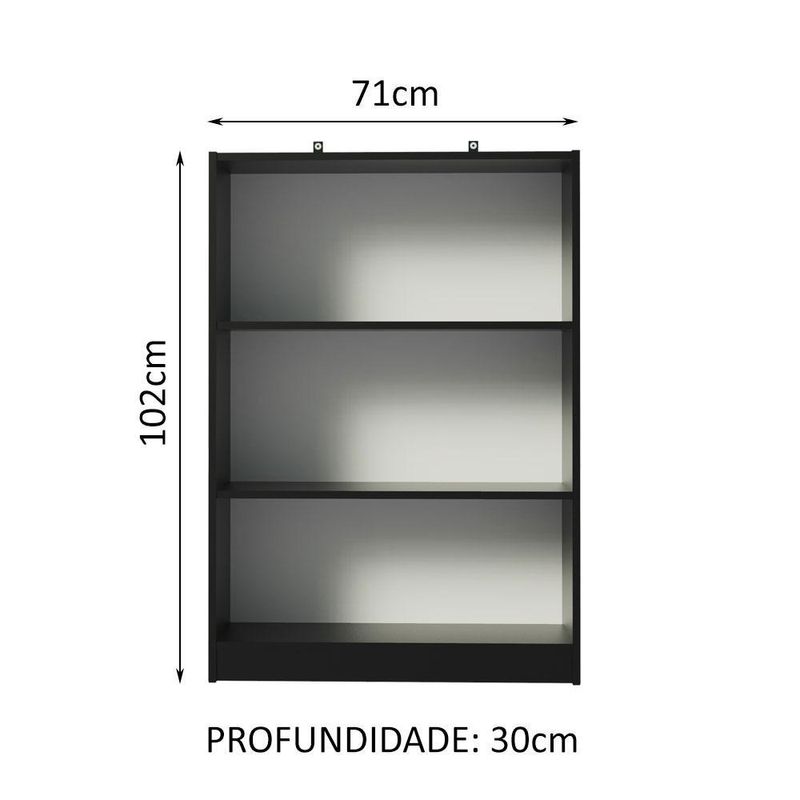 Estante livreiro madesa 6907 com 3 nichos - preto