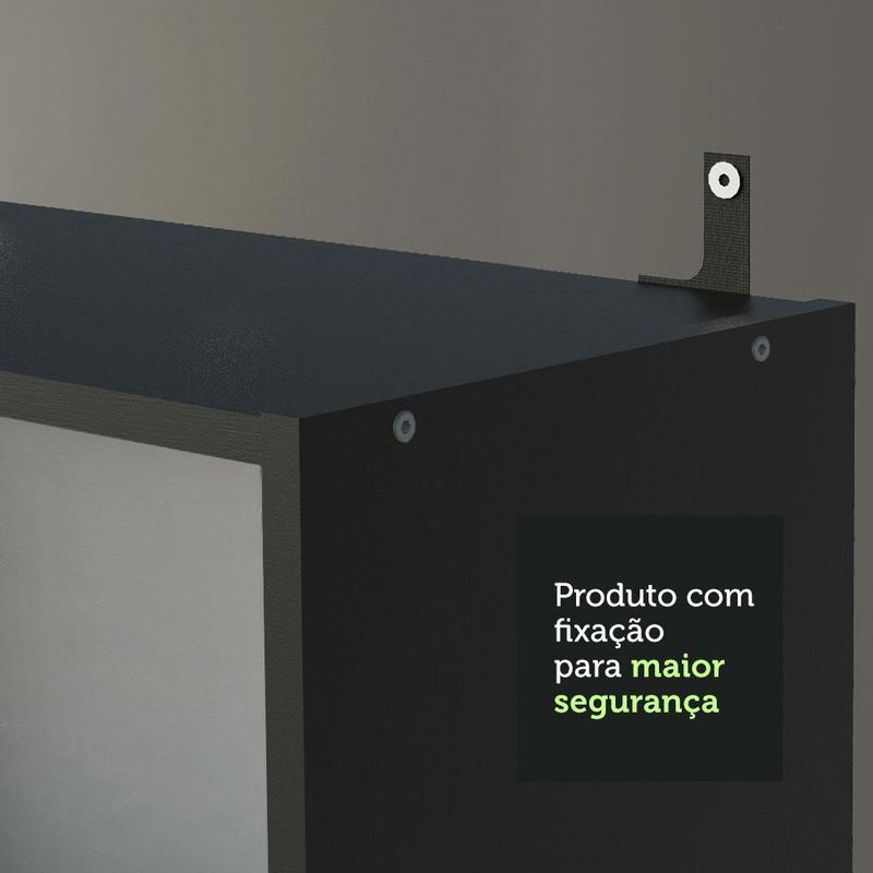 Estante livreiro madesa 6907 com 3 nichos - preto