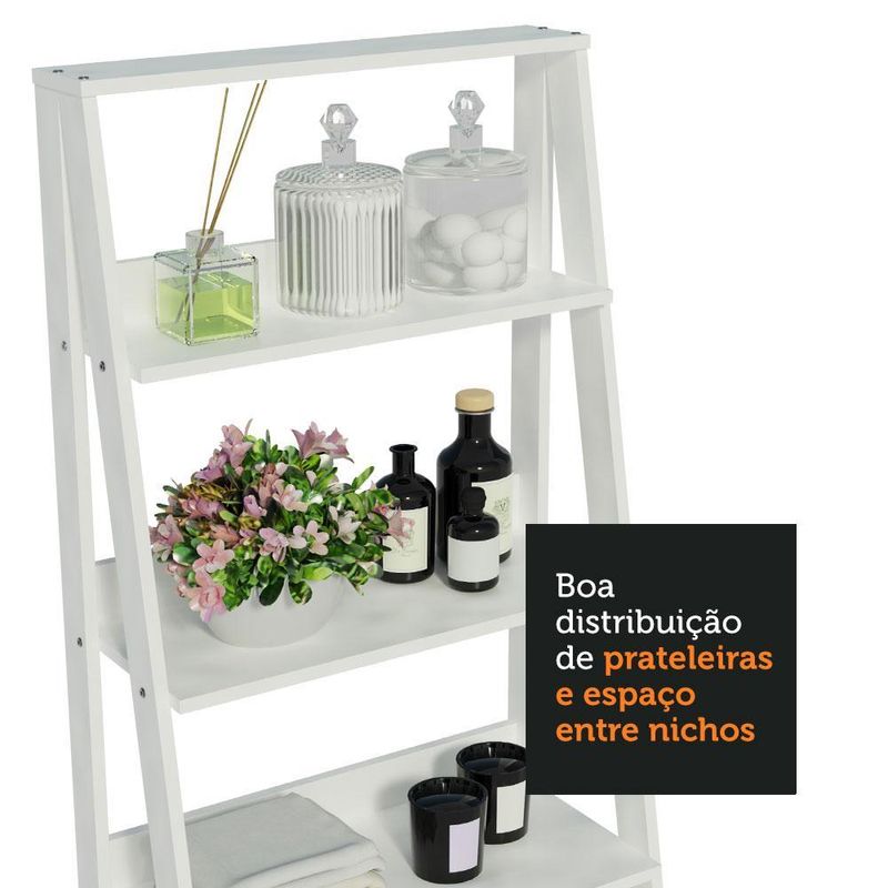 Estante organizadora multiuso para banheiro com 4 prateleiras madesa - branco