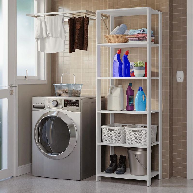 Estante arm??rio multiuso para lavanderia 59cm branco madesa