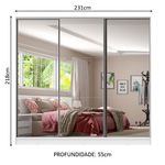 Guarda roupa casal 100% mdf com espelho madesa royale 3 portas de correr