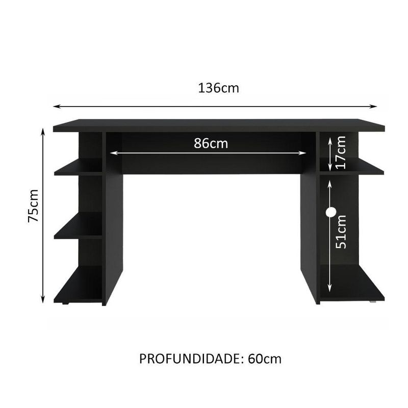 Escrivaninha mesa para computador office 9409 madesa - preto