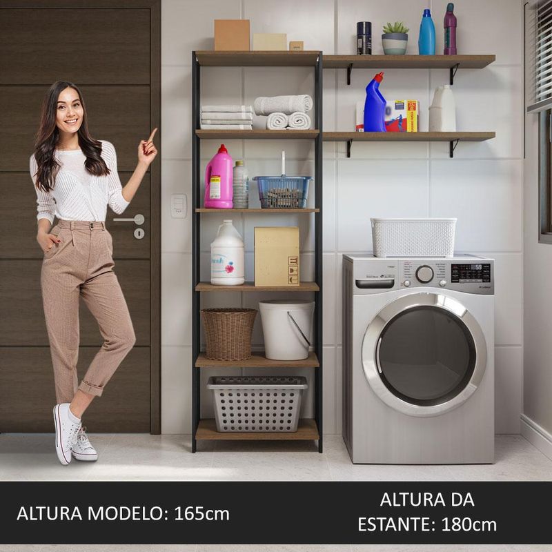 Estante arm??rio multiuso e prateleiras para lavanderia 139 cm valencia madesa