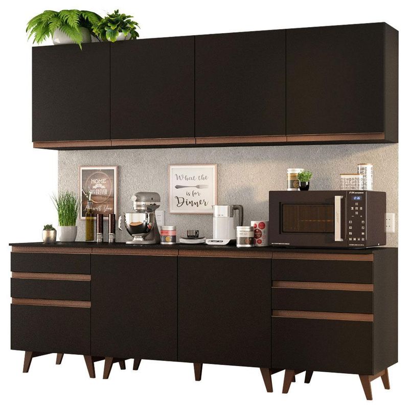 Cozinha completa madesa reims 240002 com arm??rio e balc??o - preto
