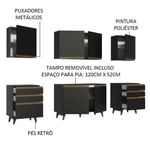 Cozinha completa madesa reims 240002 com arm??rio e balc??o - preto
